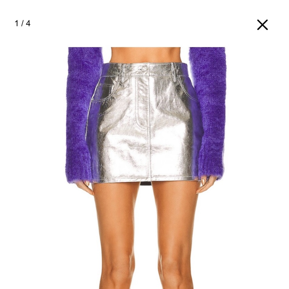Helmut Lang silver leather mini skirt